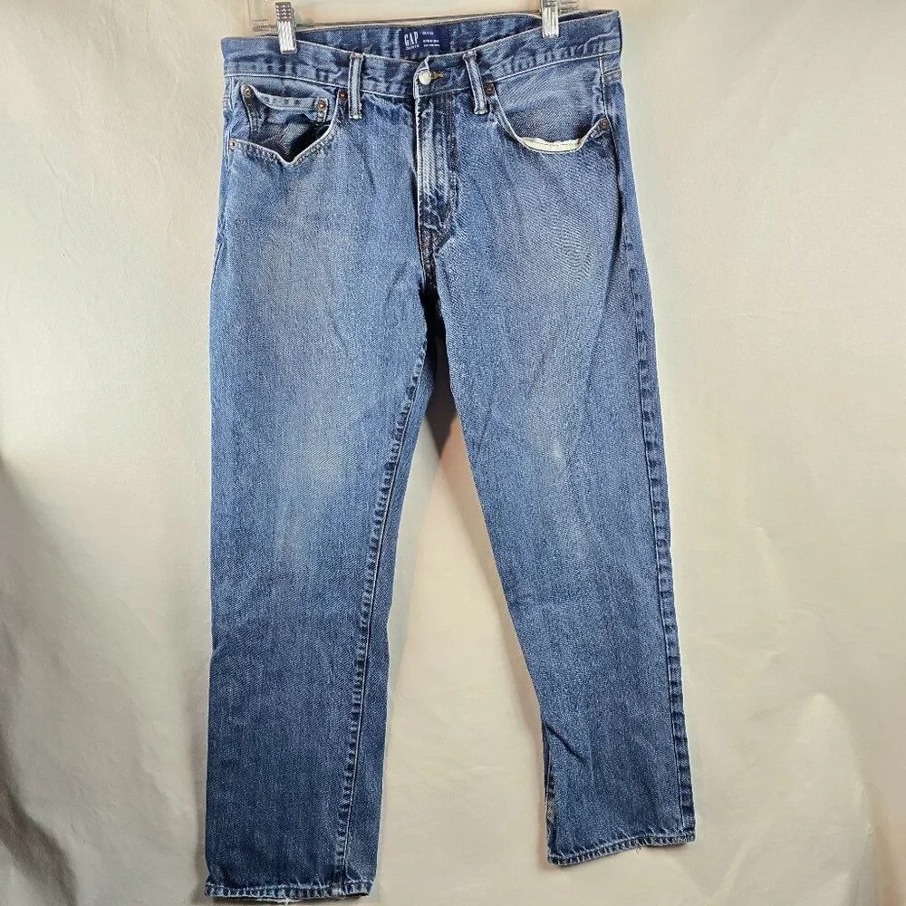 GAP Jeans Mens 34x32 Blue Denim Straight Fit Classic 100% Cotton Normcore Casual